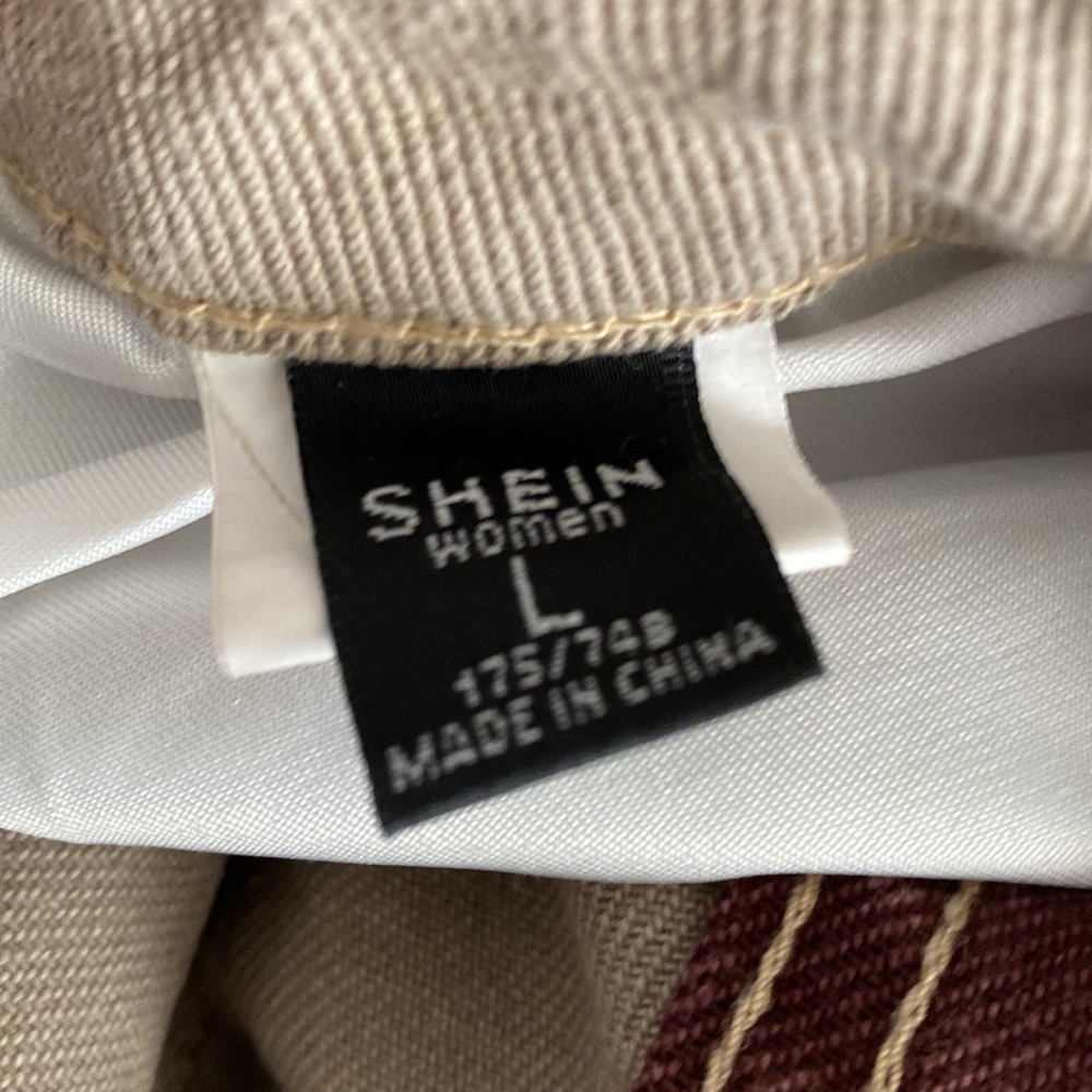 Shein Tan & Red Patchwork Pants - image 3